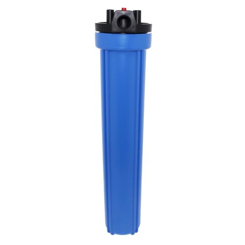 Neo-Pure 20" Standard Water Filter Housing with 3/4" FPT Inlet and Outlet, Black Polypropylene Cap and Blue Sump, Includes Pressure Relief Button, Ideal for Whole House Filtration Systems