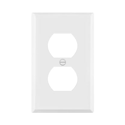 ENERLITES Duplex Receptacle Outlet Metal Wall Plate, 1-Gang, White Matte - color: White Matte, size: Standard Size