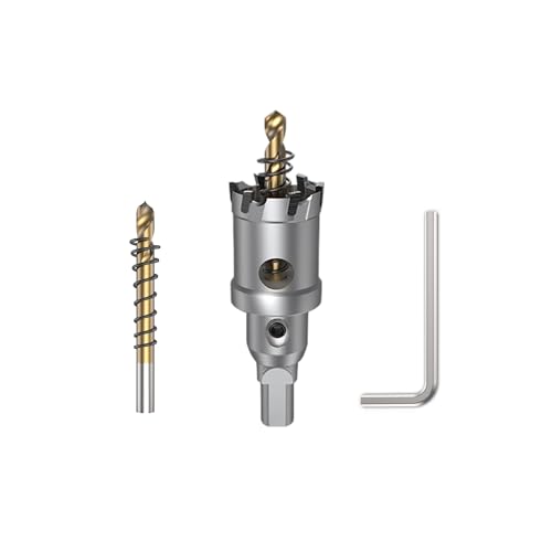 HUHAO TCT Hole Saw Kit 1-1/8"(29mm),Heavy Duty Tungsten Carbide Tipped Hole Drill Bit with Titanium-Plated Pilot Drill bit,Tipped Hole Cutters for Hard Metal,Alloy,Stainless Steel, Plastic,Iron - size: 1-1/8"(29mm)