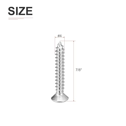 DTGN 100Pcs #4x3/4 Flat Head Wood Screws, 304 Stainless Steel Phillips Self Tapping Screws - Good for Woodworking, Furniture - Silver - color: Silver, size: #4x3/4"