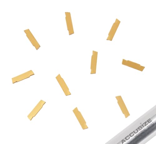 Accusize Industrial Tools Mgmn200 Tin Coated Carbide Inserts, 10 Pcs/Box, 2403-4022x10 - size: MGMN200, Cutting Steel