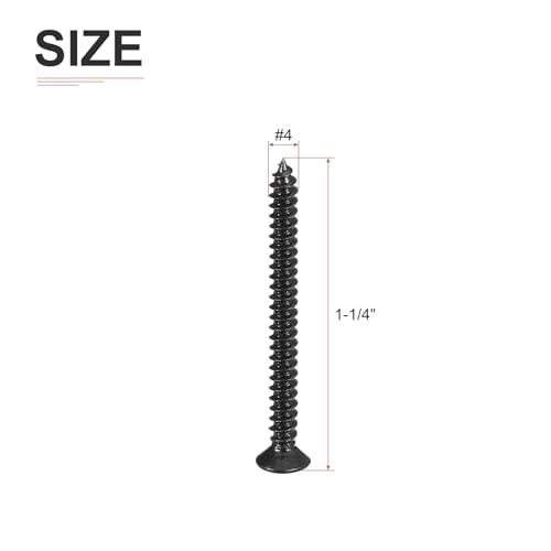 DTGN 100Pcs #4x1-1/4 Flat Head Wood Screws, 304 Stainless Steel Phillips Self Tapping Screws - Good for Woodworking, Furniture - Black - color: Black, size: #4x1-1/4"