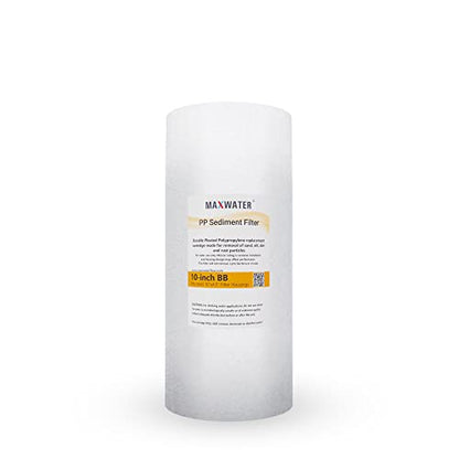 Max Water 10" x 4.5" Whole House Sediment Filter Cartridge Replacement | 1 Micron Melt-Blown Polypropylene Well Water Filter, Compatible with DGD-5005, AP810, WFHD13001B (Pack of 2) - size: 1, style: 1 Micron