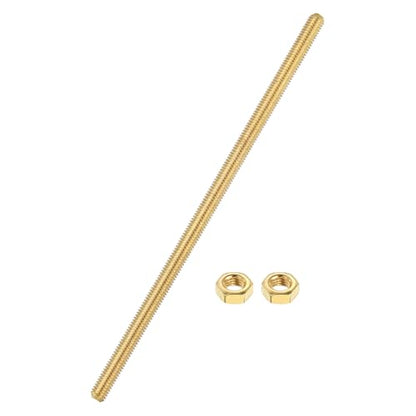 uxcell Brass Fully Threaded Rod, M5x0.8mm Pitch Right Hand Threads Studs with Solid Brass Hex Nuts, 150mm/6 Long Threaded Screw Rods Fasteners for Anchors Bolts Hangers Clamps - size: M5x0.8mmmm150mm