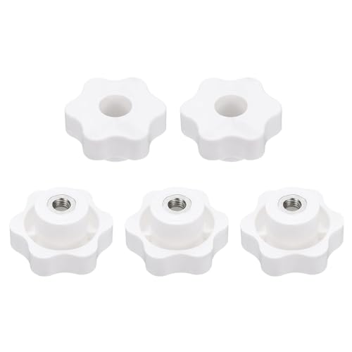 HARFINGTON 5pcs Star Knobs M8 Female Thread 48mm Head Iron Insert White - color: White, size: M8 x 48mm