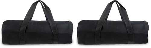 12 Inch Canvas Tool Pouch Small Tool Bag for Men Wide Mouth Tool Storage Bag Large Capacity Tool Tote Handbag Power Tool Organizer for Electricians Mechanic Storage Wrenches Pliers Black (Pack of 2) - size: 12 inch (Pack of 2)