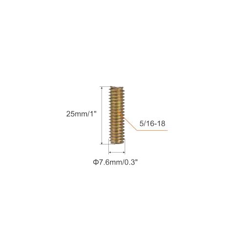 uxcell 8pcs Fully Threaded Rods 5/16x1 All Thread Studs Long Threaded Screw Carbon Steel for Furniture Garden Railing Mounting Assembly Fastening Frame Connection Colorful Zinc - size: 5/16x1"