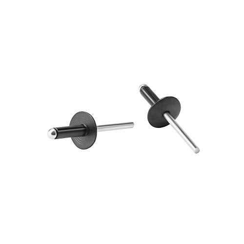 100pcs black Large Flange Blind Rivets, Aluminum, Flange Diameter 5/8" (16mm), Pop Rivets Assortment Kit Blind Rivet, 3/16" x 1/2", Grip Range (8-12mm) - color: Black, size: 3/16" x 1/2"