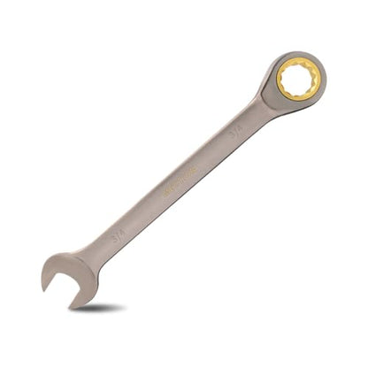 Meccion Combination Wrench 3/4 Inch SAE Open End Ratcheting Wrench - Industrial Grade Gear Spanner with Grey Nickle Plated - size: 3/4 in.