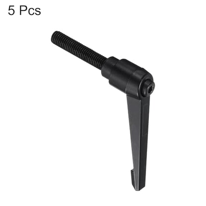 uxcell 5pcs Adjustable Clamping Lever Handle M10 x 50mm Metric Black Oxide Carbon Steel Male Threaded Stud Hand Knobs Ratchet Rotating Screw Handles Bolts with Locking Lever Black - size: M10 x 50mm