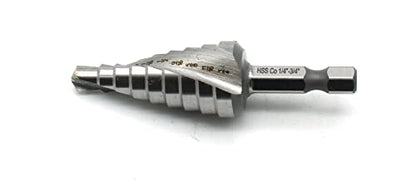TEMO M35 Cobalt Spiral Step Drill Unibit Bit 1/4-3/4" 9 Size 1/4" Hex Shank - size: 1/4" - 3/4", style: Spiral