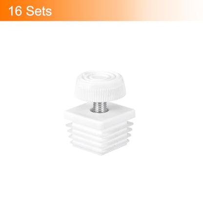 uxcell Furniture Leveling Feet, 16 Sets 30 x 30mm - Square Insert Furniture Adjustable Leveler, M8 Thread Nut Pipe Plug Blanking End Caps Insert (White) - size: 30 x 30mm