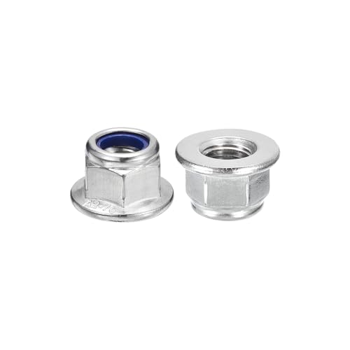 uxcell M12x1.75mm Flange Nylon Insert Lock Nuts 10Pcs 304 Stainless Steel - size: M12-1.75