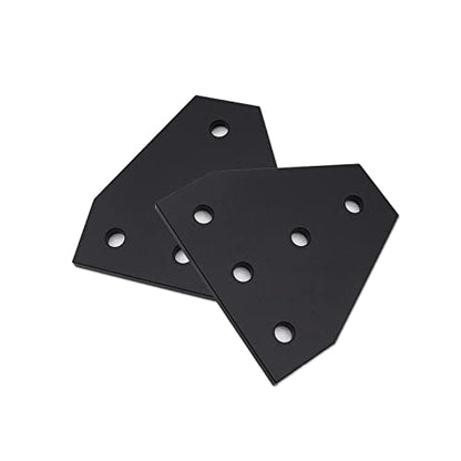 10pcs Corner Bracket Plate Black 2020 Series 5 Hole T Shape Joint Plates with 50pcs M5 T Nuts + 50pcs M5x8mm Screws + 1pcs Wrench for Slot 6mm 20S Aluminum Rail Accessories(10PCS T Shape) - style: 10PCS T Shape black