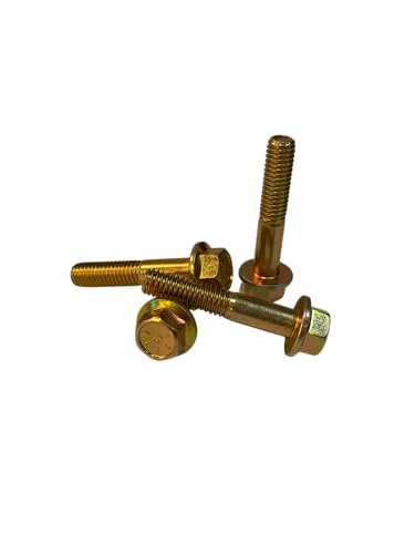 (50 Pieces) 3/8-16x2 Grade 8 Hex Flange Bolts Screws UNC Coarse Partial Threads Zinc Yellow Trivalent