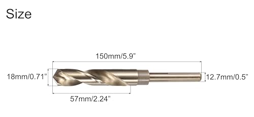 NACX 18mm Reduced Shank Cobalt Drill Bit, HSS 6542 High-Speed Steel Twist Drill Bits with 1/2” Shank for Stainless Steel Alloy Metal Plastic Wood - size: 18mm