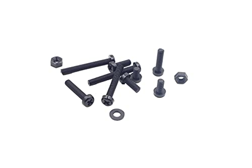 Metric M4 Nylon Phillips Pan Head Screws Nuts Flat Washers Assortment Kit (Black-M4) - color: Black-M4