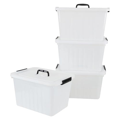 Zopnny 25-Qt Clear Plastic Storage Bin with Lid and Handles, 4-Pack - size: 25 Quart