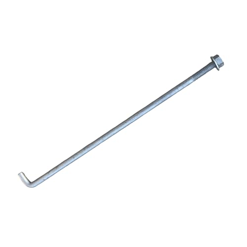 Sandbaggy 1/2" x 18" Threaded Concrete Anchor L-Bolts (Nuts & Washers Included) - Hot Dipped Galvanized - Sill Plate, Base Plate, Masonry, Wood, Cement Anchors, J Bolt (50, 1/2" x 18") - size: 1/2" x 18"
