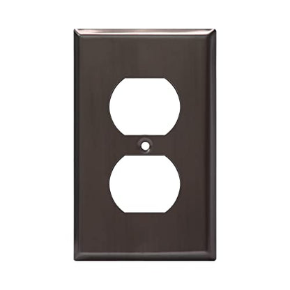 ENERLITES Duplex Receptacle Metal Wall Plate, 1-Gang, Brushed Black - color: Brushed Black, size: Standard Size