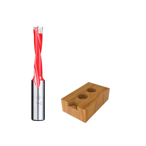 HUHAO 7mm Carbide Tipped Brad Point Boring Bit, Left Hand Dowel Drill Bits - size: 7mm Dia x 70mm Long x 10mm Shank L