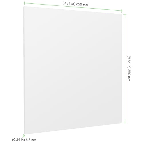 6 Pack 10 x 10 Inch HDPE Sheets, 1/4 Inch White UHMW Sheet Plastic Polyethylene Board, Ultra High Molecular Weight Sheets for Office, Home, Industrial Environment