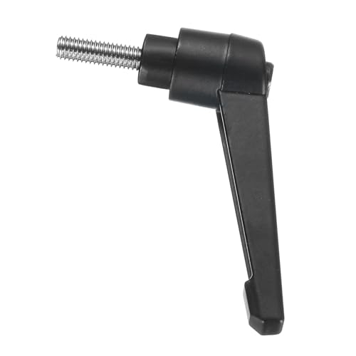 uxcell 2pcs Adjustable Clamping Lever Handle M5 x 15mm Metric 304 Stainless Steel Male Threaded Stud Hand Knobs Push Button Ratchet Rotating Screw Handles Bolts with Locking Lever Black - size: M5 x 15mm