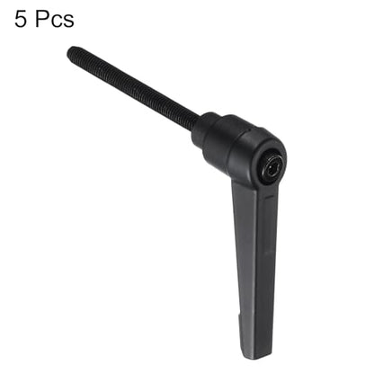 uxcell 5pcs Adjustable Clamping Lever Handle M5 x 50mm Metric Black Oxide Carbon Steel Male Threaded Stud Hand Knobs Ratchet Rotating Screw Handles Bolts with Locking Lever Black - size: M5 x 50mm