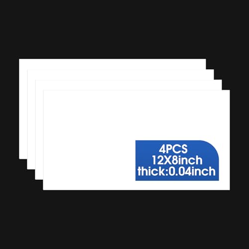 4 Pack White ABS Plastic Sheet, 12" x 8" x 0.04" Thick Hard Thermoplastic Sheet, Moldable Plastic Panel for Crafts, Car Interiors, Home Decor, DIY Projects - color: White, size: 12"x8"x0.04"