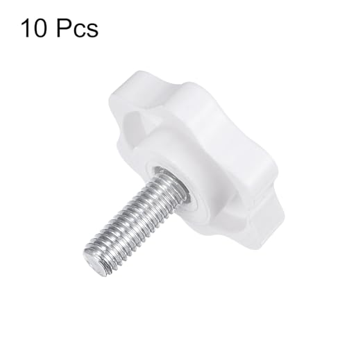 HARFINGTON 10pcs Star Knobs M6 x 16mm Male Thread 32mm Plastic 6-Point Head Stud Knob Hand Tightening Clamping Screw Replacement Threaded Handle, White - size: M6 x 16mm