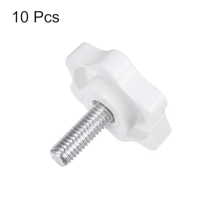 HARFINGTON 10pcs Star Knobs M6 x 16mm Male Thread 32mm Plastic 6-Point Head Stud Knob Hand Tightening Clamping Screw Replacement Threaded Handle, White - size: M6 x 16mm