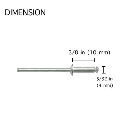 100 Pcs 5/32" x 3/8" Aluminum Pop Rivets, 4 x 10mm Blind Rivets, Aluminum Grip and Steel Mandrel - size: 5/32" x 3/8"