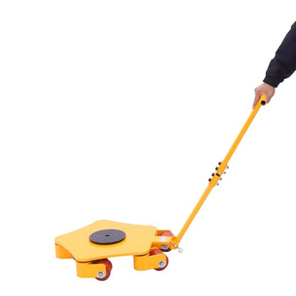 Machinery Mover 4T with 5 Wheels, Industrial Machinery Skate Dolly with 360 Degree Rotation Cap, Machinery Moving Roller for Warehouse Workshop, 8800 LBS Capacity, Yellow