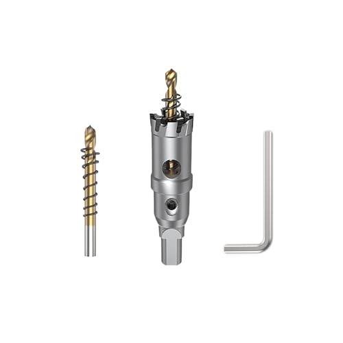 HUHAO TCT Hole Saw Kit 13/16"(21mm),Heavy Duty Tungsten Carbide Tipped Hole Drill Bit with Titanium-Plated Pilot Drill bit,Tipped Hole Cutters for Hard Metal,Alloy,Stainless Steel, Plastic,Iron - size: 13/16"(21mm)