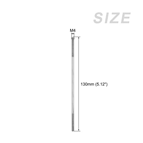METALLIXITY Double Ended Stud Screws (M4 Thread 130mm Length) 10pcs, 304 Stainless Steel Dual Threaded Rod Bolts - for House Maintenance - size: M4x130mm