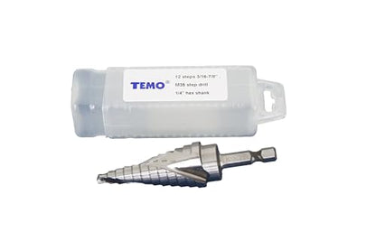 TEMO M35 Cobalt Spiral Step Drill Unibit Bit 3/16" -7/8" 12 Size 1/4" Shank - size: 3/16" - 7/8", style: Spiral