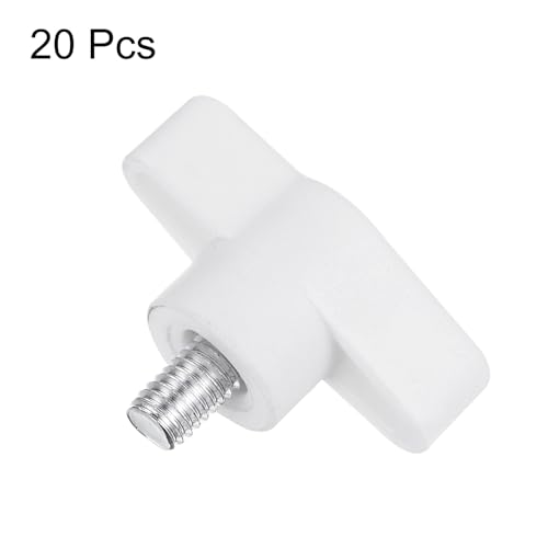 HARFINGTON 20Pcs Wing Knobs M6x10mm Male Thread Plastic Tee Stud Knobs - color: White, size: M6 x 10mm