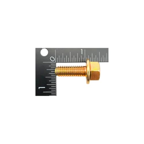 3/8"-16 x 1 Grade 8 Hex Flange Bolts Qty 4 | SAE J429 High-Strength Coarse Thread Fasteners for OEM, MRO & Industrial Use 1.0" Yellow Zinc Plated