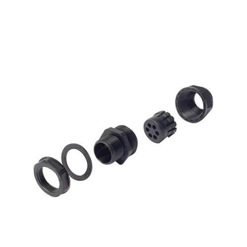 Fielect M25 Cable Gland 6 Holes Waterproof Nylon Joint Adjustable Locknut for 2.4-5.3mm Dia Wire 1Pcs - color: 6 15mm 25mm