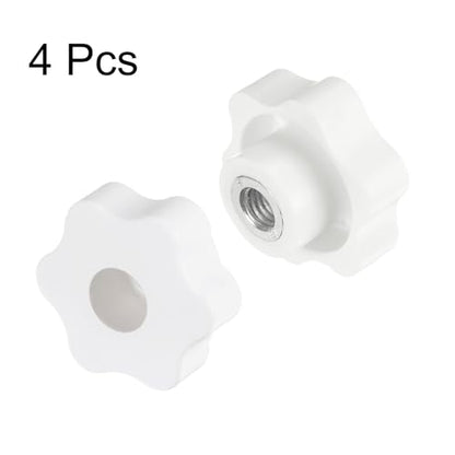HARFINGTON 4pcs Star Knobs M10 Female Thread 48mm Head Plastic Through Hole Brass Screw-in Clamping Handles Threaded Hand Knobs, White - color: White, size: M10 x 48mm