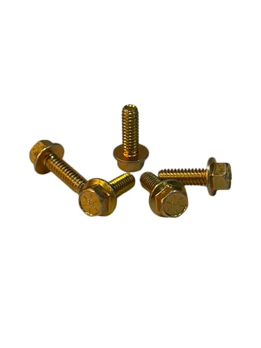 (100 Pieces) 1/4-20x3/4 Grade 8 Hex Flange Bolts Screws UNC Coarse Full Threads Zinc Yellow Trivalent