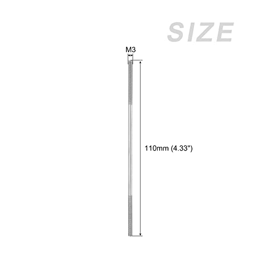 METALLIXITY Double Ended Stud Screws (M3 Thread 110mm Length) 10pcs, 304 Stainless Steel Dual Threaded Rod Bolts - for House Maintenance - size: M3x110mm