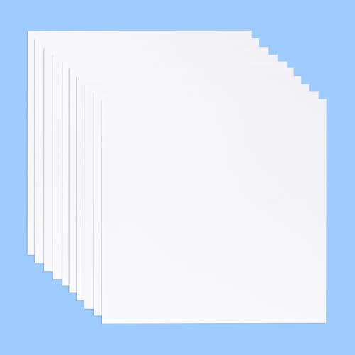 10 Pcs 8”X8” White Opaque Rigid Plastic Sheet, 0.02 inch Thick PVC Sheet 200mm x 200mm for Office DIY Cutting - color: White