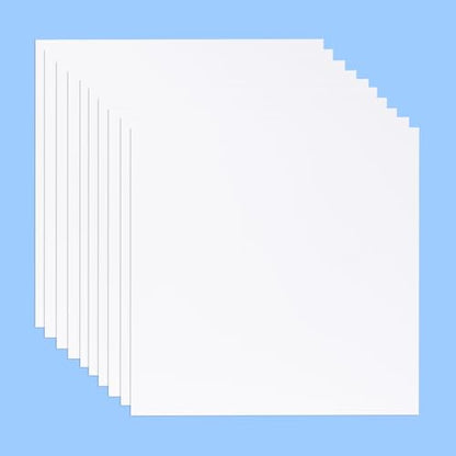 10 Pcs 8”X8” White Opaque Rigid Plastic Sheet, 0.02 inch Thick PVC Sheet 200mm x 200mm for Office DIY Cutting - color: White