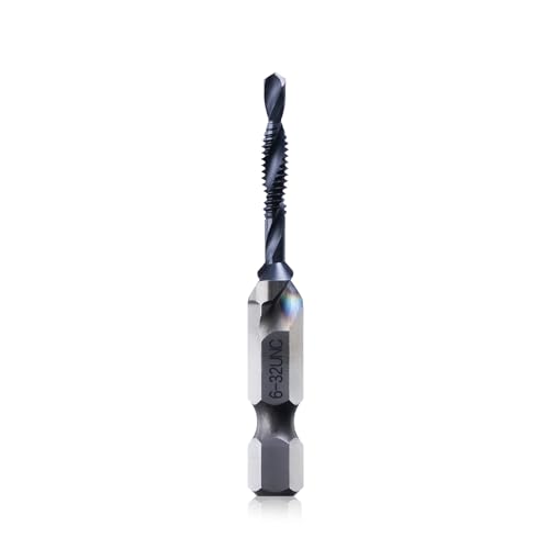 Kraftek 6-32NC Combination Drill and Tap Bit Set, Ultra TiAlN Coating M2 Drill Tap Set, One-Step Drilling, Tapping, and Deburring for Stainless Steel, Aluminum,Copper, Plastic, Mild Steel - size: 6-32NC 1pc