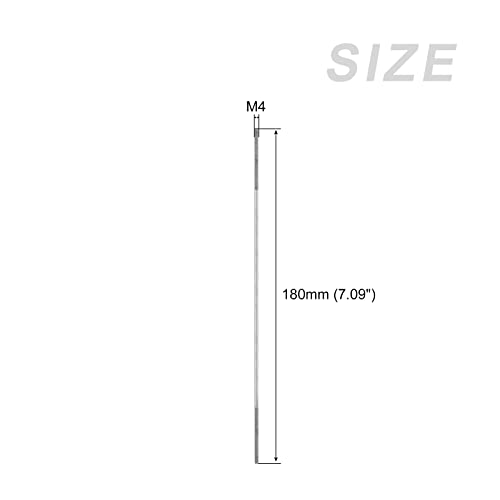 METALLIXITY Double Ended Stud Screws (M4 Thread 180mm Length) 10pcs, 304 Stainless Steel Dual Threaded Rod Bolts - for House Maintenance - size: M4x180mm