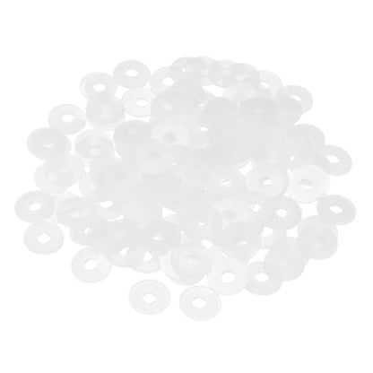 PATIKIL 125 Pcs Nylon Flat Washer M3 3mm ID 10mm OD 1mm THK White - color: White, size: 3mm x 10mm x 1mm