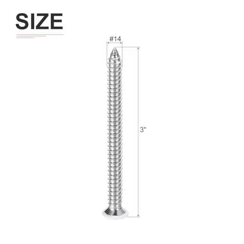 DTGN 50Pcs #14x3 Flat Head Wood Screws, 304 Stainless Steel White Phillips Self Tapping Screws - Good for Woodworking, Furniture - White - color: White, size: #14x3"