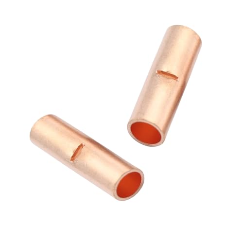 100 PCS Non Insulated BN3.5 AGW 14-12 Butt Connectors Kit - Copper Butt Splice Terminals for Electrical Appliances, Cars, Boats - size: 100 PCS(AGW14-12)