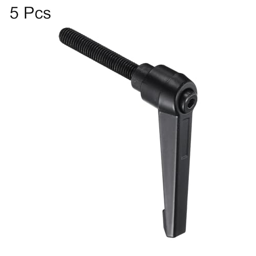 uxcell 5pcs Adjustable Clamping Lever Handle M8 x 50mm Metric Black Oxide Carbon Steel Male Threaded Stud Hand Knobs Ratchet Rotating Screw Handles Bolts with Locking Lever Black - size: M8 x 50mm